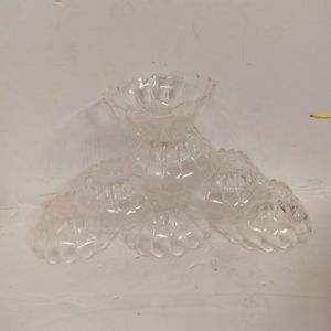 7- Vintage Indian 325 Teardrops Clear Glass Desert Bowl Dish Starburst Etchings